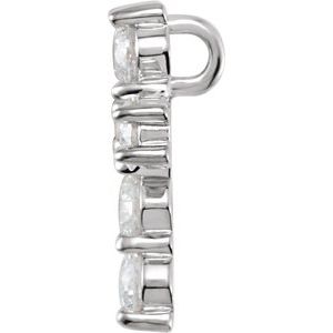 14K White Gold 3/4 CTW Natural Diamond Cross Pendant