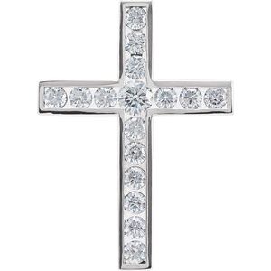 14K White Gold 1/3 CTW Natural Diamond Cross Pendant