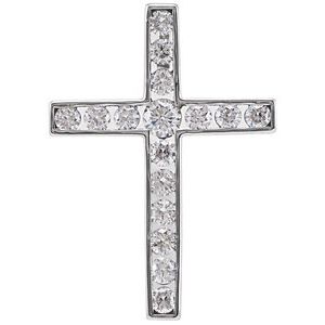 14K White Gold 1/3 CTW Natural Diamond Cross Pendant