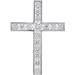 14K White Gold 3/4 CTW Natural Diamond Cross Pendant