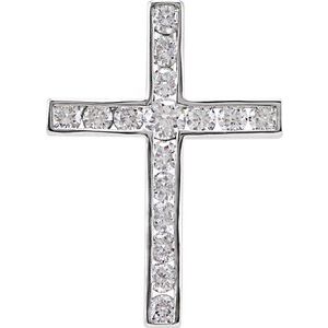 14K White Gold 1/4 CTW Natural Diamond Cross Pendant