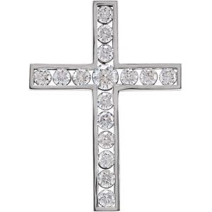 14K White Gold 1 CTW Natural Diamond Cross Pendant