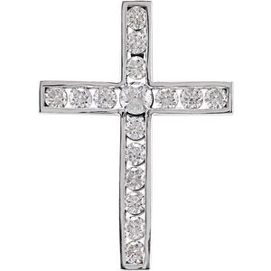 14K White Gold 1/2 CTW Natural Diamond Cross Pendant
