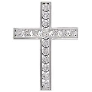 14K White Gold 1 1/4 CTW Natural Diamond Cross Pendant