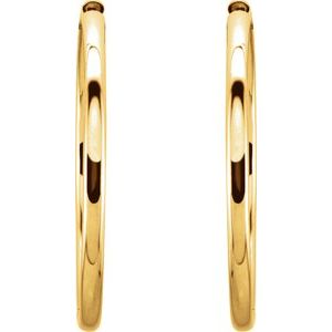 14K Yellow Gold Hinged 24 mm Hoop Earrings