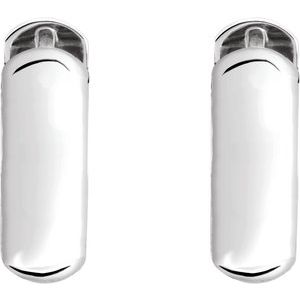 14K White Gold 14 mm Hinged Hoop Earrings