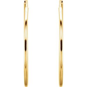 14K Yellow Gold Endless Tube 24 mm Hoop Earring
