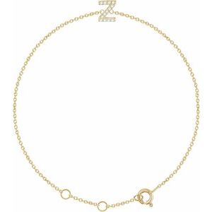 14K Yellow .06 CTW Natural Diamond Initial Z 6-7" Bracelet