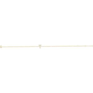 14K Yellow Gold .05 CTW Natural Diamond Initial T 6-7" Bracelet
