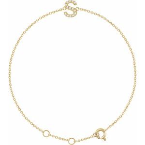 14K Yellow Gold .05 CTW Natural Diamond Initial S 6-7" Bracelet