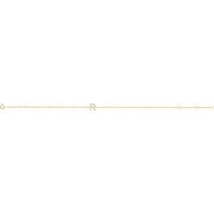 14K Yellow Gold .06 CTW Natural Diamond Initial R 6-7" Bracelet