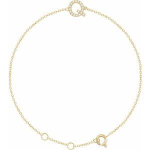 14K Yellow Gold .07 CTW Natural Diamond Initial Q 6-7" Bracelet