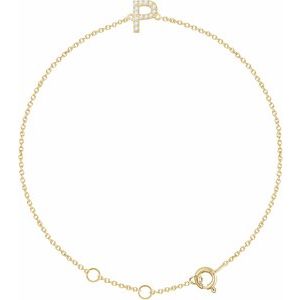 14K Yellow .05 CTW Natural Diamond Initial P 6-7" Bracelet