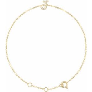 14K Yellow Gold .05 CTW Natural Diamond Initial J 6-7" Bracelet