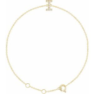 14K Yellow Gold .05 CTW Natural Diamond Initial I 6-7" Bracelet