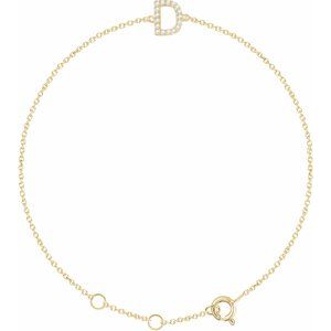14K Yellow Gold .06 CTW Natural Diamond Initial D 6-7" Bracelet