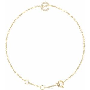 14K Yellow Gold .04 CTW Natural Diamond Initial C 6-7" Bracelet