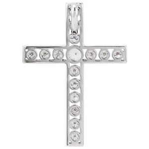 14K White Gold 3/4 CTW Natural Diamond Cross Pendant