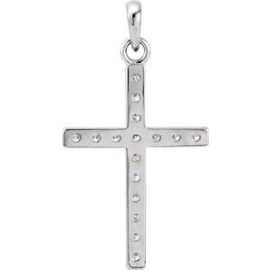 14K White Gold 1/2 CTW Lab-Grown Diamond Cross Pendant
