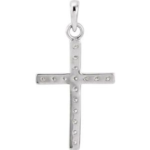 14K White Gold 1/5 CTW Natural Diamond Cross Pendant