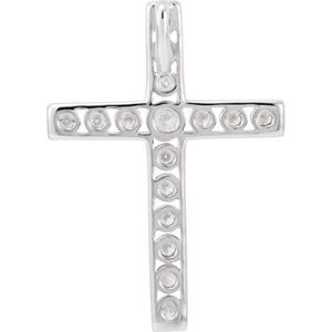 14K White Gold 1/3 CTW Natural Diamond Cross Pendant