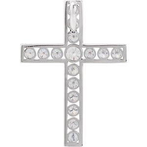 14K White Gold 1 CTW Natural Diamond Cross Pendant