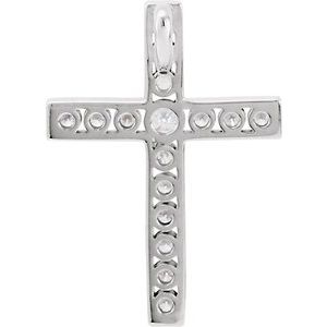 14K White Gold 1/2 CTW Natural Diamond Cross Pendant