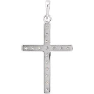 14K White Gold 1/2 CTW Natural Diamond Cross Pendant