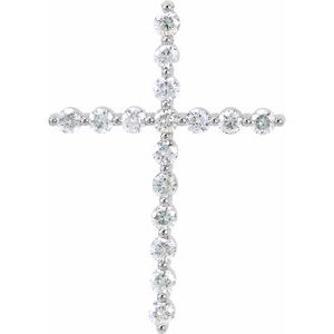 14K White Gold 3/4 CTW Lab-Grown Diamond Cross Pendant