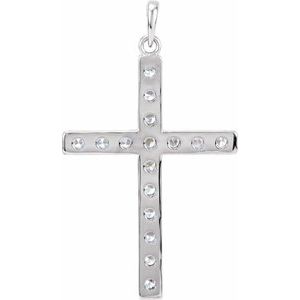 14K White Gold 1 3/8 CTW Natural Diamond Cross Pendant