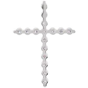 14K White Gold 1/2 CTW Natural Diamond Cross Pendant