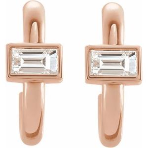 14K Rose Gold 1/5 CTW Natural Diamond Huggie Hoop Earrings