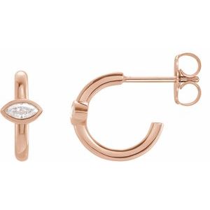 14K Rose Gold 1/8 CTW Natural Diamond Huggie Hoop Earrings
