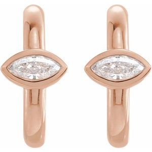 14K Rose Gold 1/8 CTW Natural Diamond Huggie Hoop Earrings