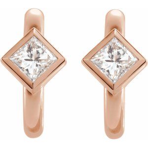 14K Rose Gold 1/3 CTW Natural Diamond Huggie Hoop Earrings