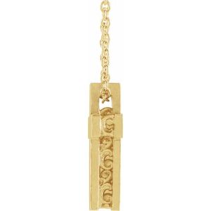 14K Yellow Gold Scroll Cross 16-18" Necklace