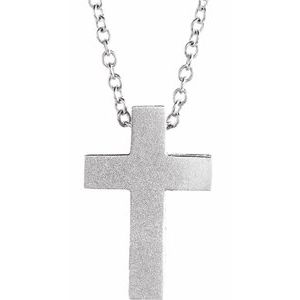 Platinum Scroll Cross 16-18" Necklace