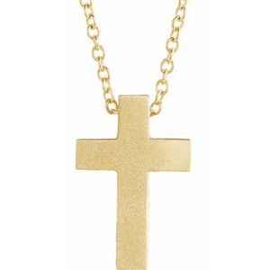 14K Yellow Gold Scroll Cross 16-18" Necklace