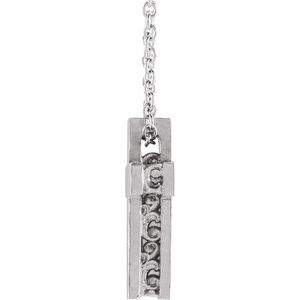 Platinum Scroll Cross 16-18" Necklace