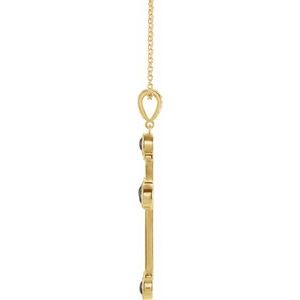 14K Yellow Gold Natural Black Onyx Cross 16-18" Necklace