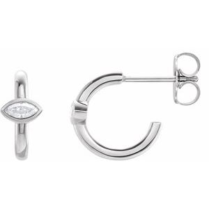 Sterling Silver 1/8 CTW Natural Diamond Huggie Hoop Earrings