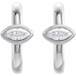 Sterling Silver 1/8 CTW Natural Diamond Huggie Hoop Earrings