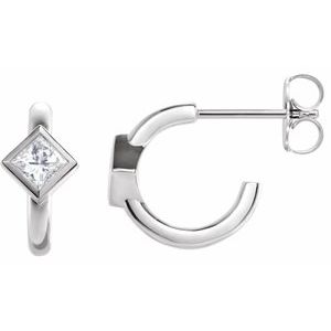 14K White Gold 1/3 CTW Natural Diamond Huggie Hoop Earrings