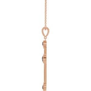 14K Rose Gold Natural Black Onyx Cross 16-18" Necklace