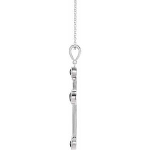Platinum Natural Black Onyx Cross 16-18" Necklace