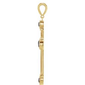 14K Yellow Gold Natural Black Onyx Cross Pendant