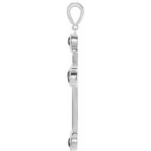 Sterling Silver Natural Black Onyx Cross Pendant