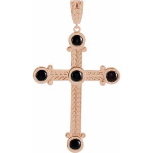 14K Rose Gold Natural Black Onyx Pendant
