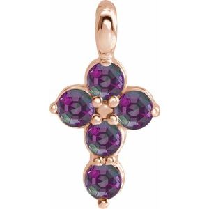 14K Rose Gold Natural Alexandrite Cross Pendant