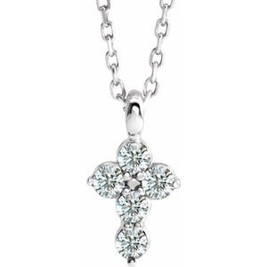 Sterling Silver 1/6 CTW Natural Diamond Cross 16-18" Necklace